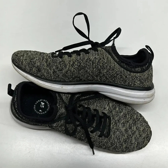 APL Techloom Phantom Sneakers Shoes Lace Up Athletic Black Gold Women's Size 8 - Picture 1 of 11